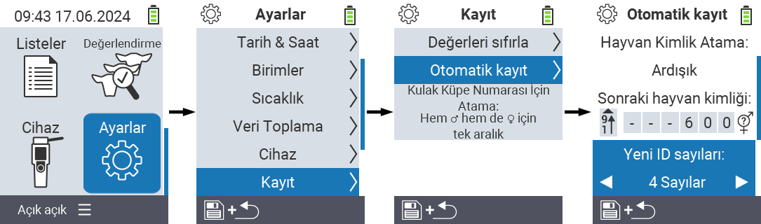 VitalControl: menu settings Digit of the new ID