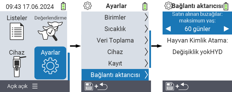 VitalControl: menü ayarları bağlantı transponderi