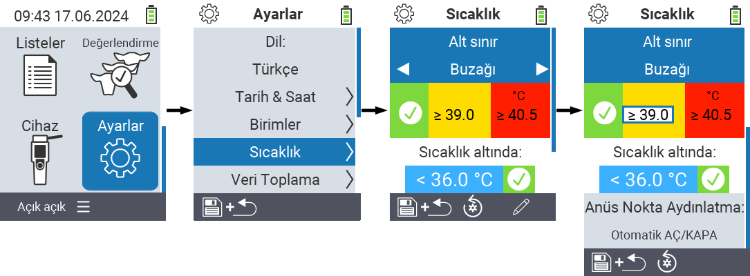 VitalControl: menu settings threshold & temperature ranges