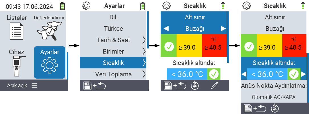 VitalControl: menu settings undertemperature