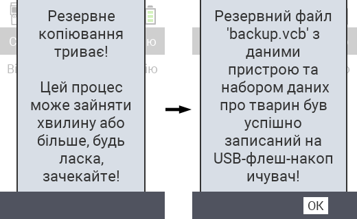 VitalControl: повідомлення про успішне резервне копіювання