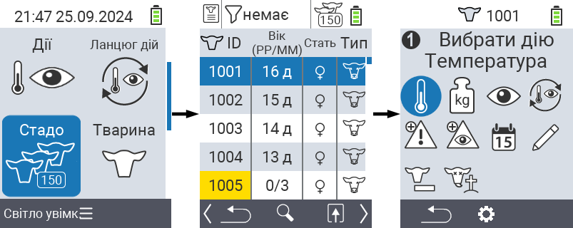 VitalControl: Меню Стадо