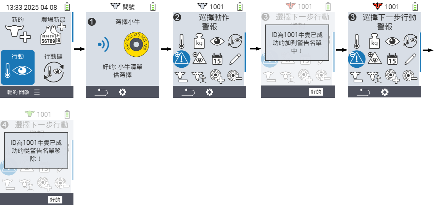 VitalControl: Menu Actions Alarm