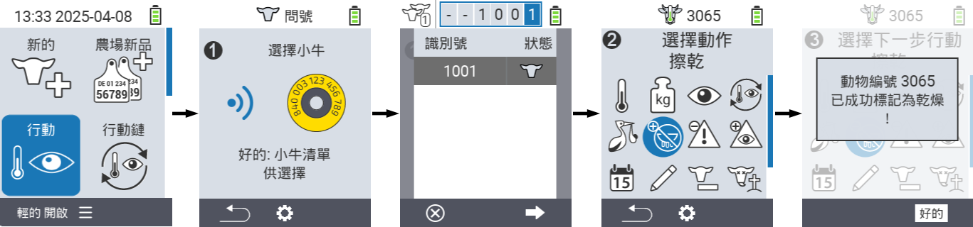 VitalControl: Menu Actions Dry off
