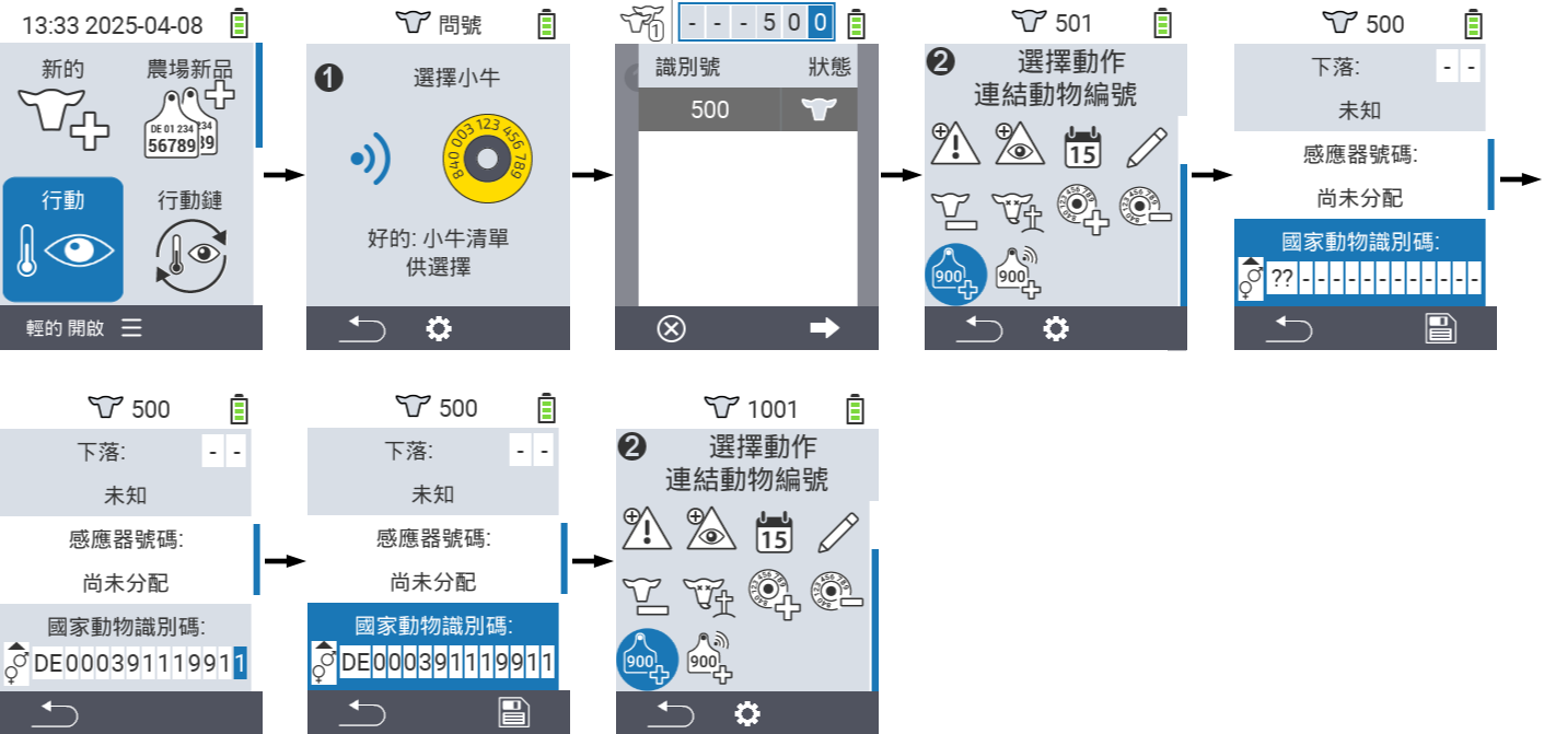 VitalControl: 菜單操作 連結動物 ID
