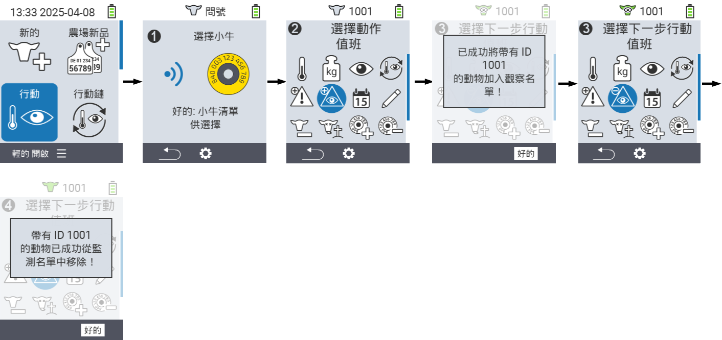 VitalControl: Menu Actions On watch