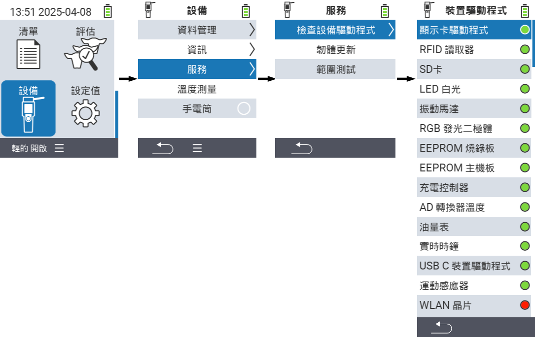 VitalControl: 硬體元件檢查的選單路徑